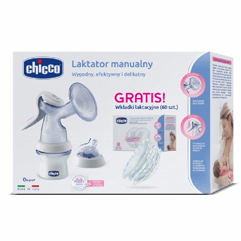 Chicco Zestaw dla Noworodka (laktator manualny NaturalFeeling, 1 szt. + wkładki laktacyjne, 60 szt.), 1 szt.