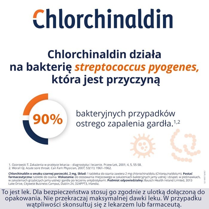 Chlorchinaldin o smaku czarnej porzeczki 40 tabletek do ssania