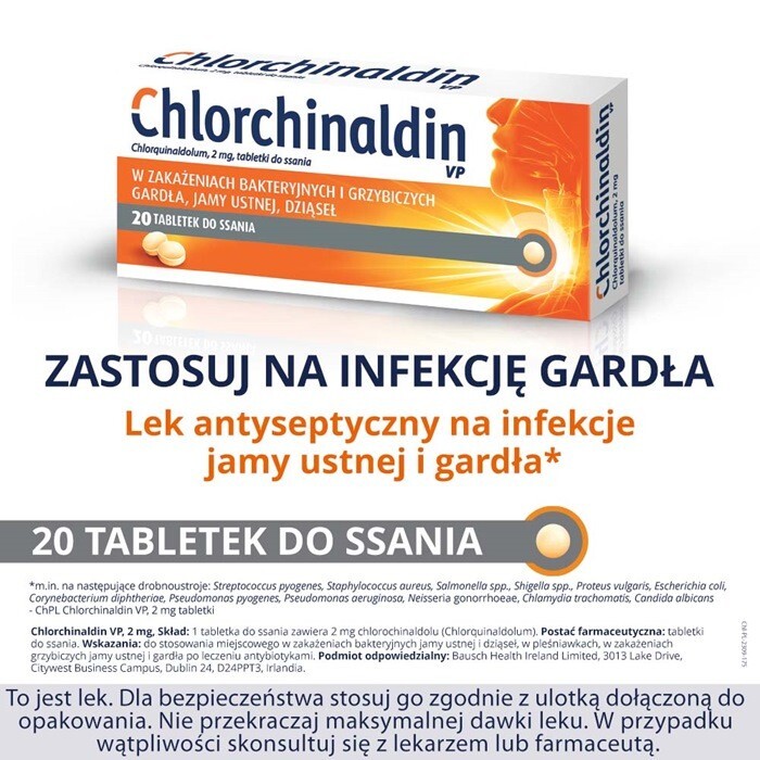 Chlorchinaldin VP 20 tabletek do ssania