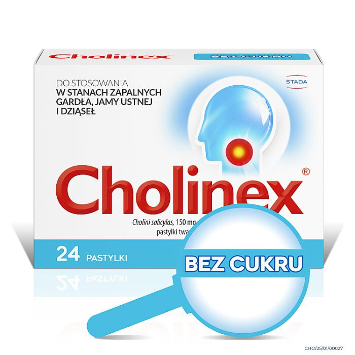 Cholinex (bez cukru) 24 pastylki do ssania
