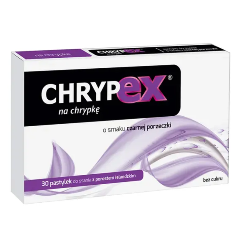 Chrypex pastylki do ssania z porostem islandzkim o smaku czarnej porzeczki, 30 szt.