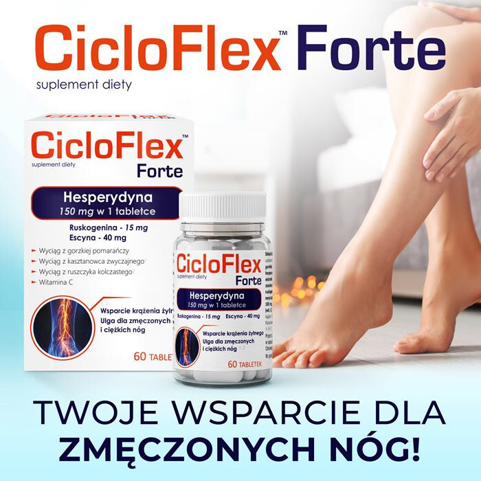 Cicloflex Forte tabletki na krążenie żylne i zmęczone nogi, 60 sztuk