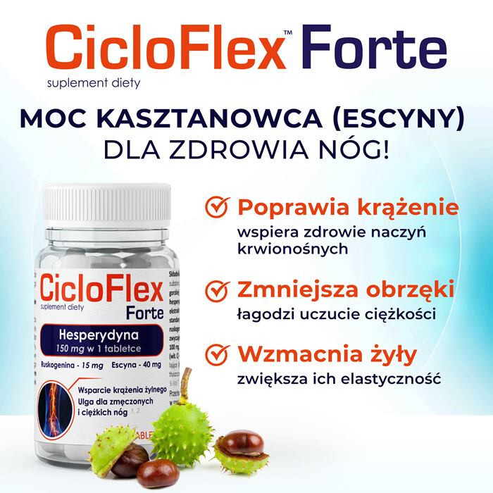 Cicloflex Forte tabletki na krążenie żylne i zmęczone nogi, 60 sztuk
