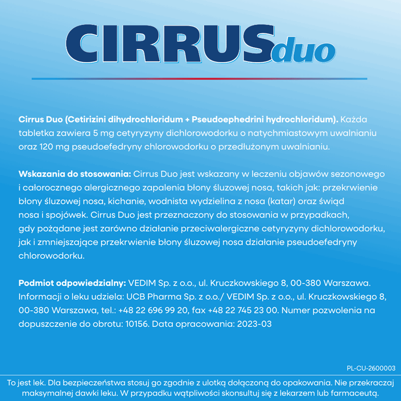 Cirrus Duo 5 mg + 120 mg 6 tabletek o przedłużonym uwalnianiu