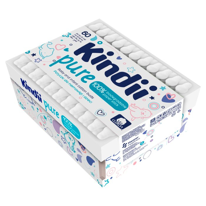 CLEANIC Kindii Patyczki higieniczne z ogranicznikiem dla dzieci (pudełko) 60 szt.