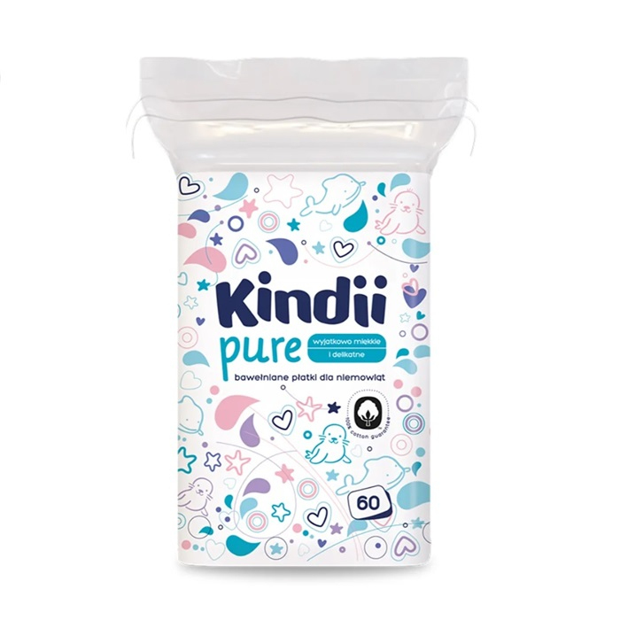 Cleanic Kindii Pure płatki kosmetyczne dla niemowląt, 60 szt.