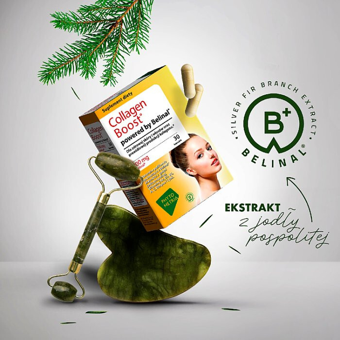 Collagen Boost powered by Belinal kapsułki na zdrową skórę i włosy, 30 szt.