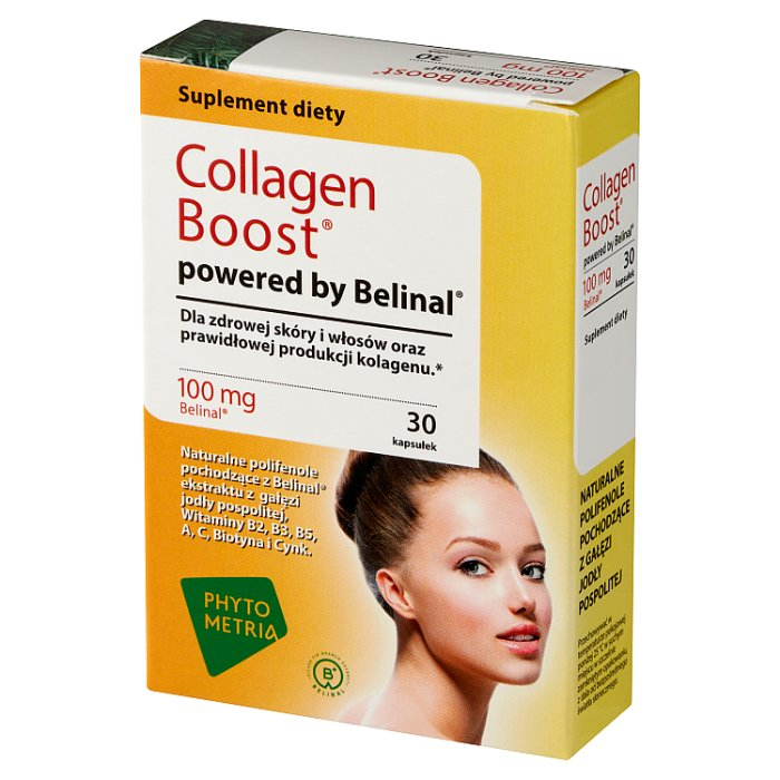 Collagen Boost powered by Belinal kapsułki na zdrową skórę i włosy, 30 szt.