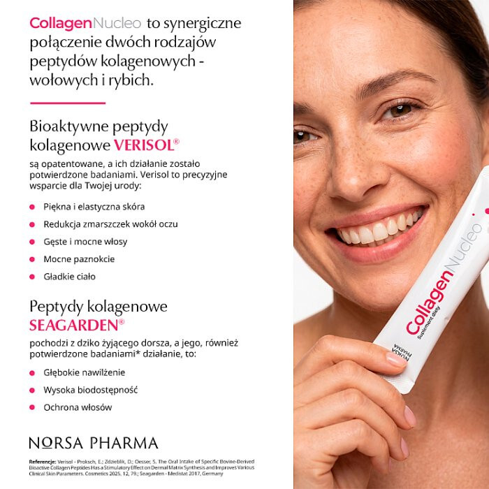 Collagen Nucleo saszetki z proszkiem o smaku malinowym, 30 szt.