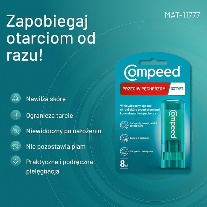 Compeed sztyft przeciw pęcherzom i odciskom stóp, 8 ml