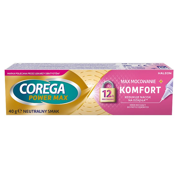 Corega Power Max Mocowanie + Komfort krem do protez (neutralny) 40 g