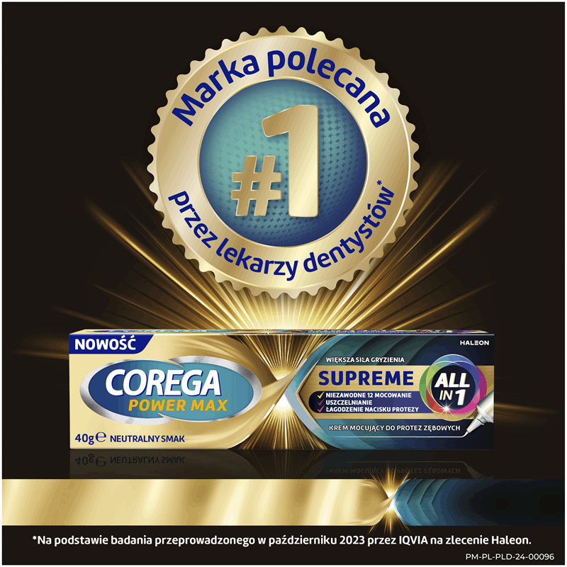 Corega Power Max Supreme All in 1 Krem mocujący do protez zębowych, 40 g