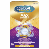 Corega Power Max Tabletki do codziennego czyszczenia protez zębowych 4w1, 30 szt.