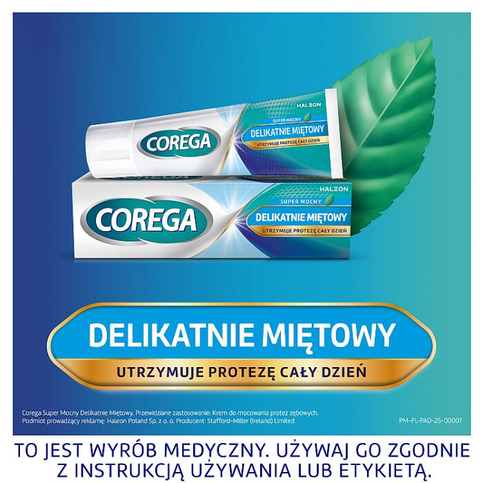 Corega Super Mocny Delikatnie miętowy krem do protez 40 g