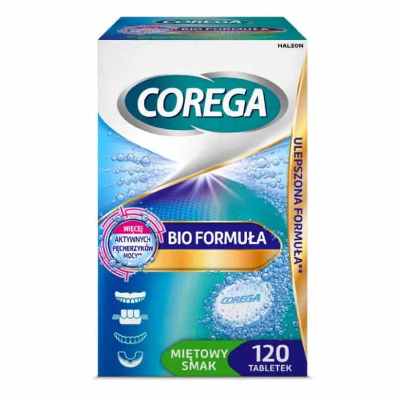 Corega Tabs Bio Formuła Tabletki do czyszczenia protez zębowych, 120 szt.