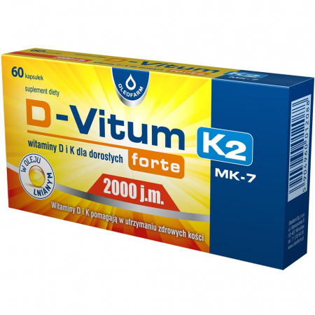 D-Vitum Forte 2000 j.m. K2 kapsułki z witaminą D i K dla dorosłych, 60 szt.