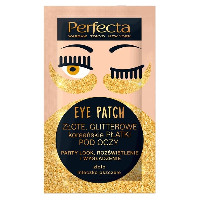 DAX PERFECTA Złote, glitterowe koreańskie płatki pod oczy 1 para