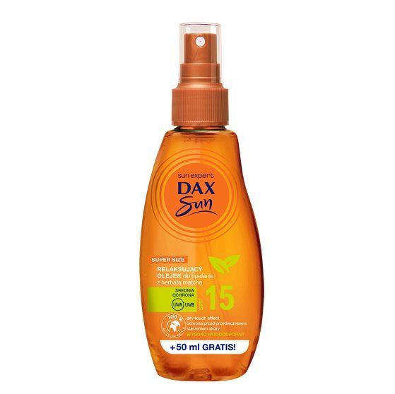 DAX SUN Relaksujący olejek do opalania z herbatą matcha SPF15 200 ml