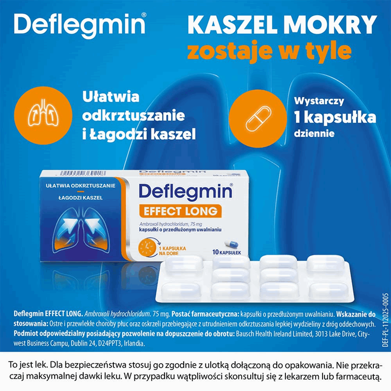 Deflegmin Effect Long 75 mg kapsułki o przedłużonym uwalnianiu, 10 szt.
