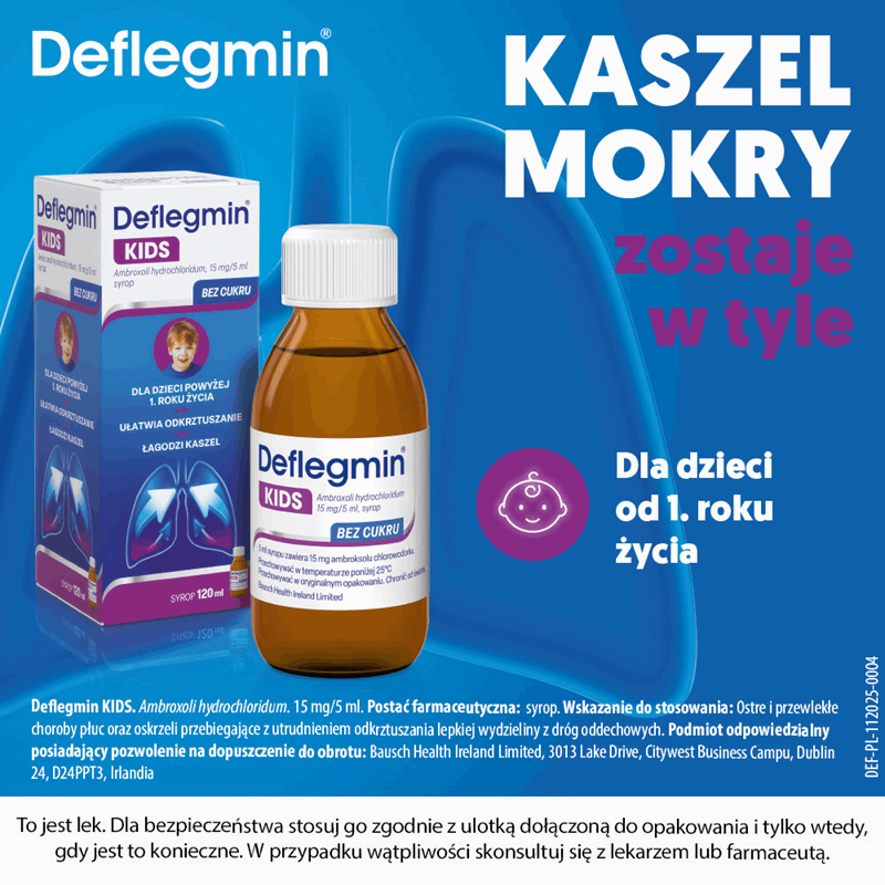 Deflegmin Kids 15 mg/5 ml syrop, 120 ml