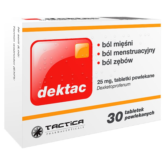 Dektac 25 mg tabletki powlekane przeciwbólowe, 30 szt.