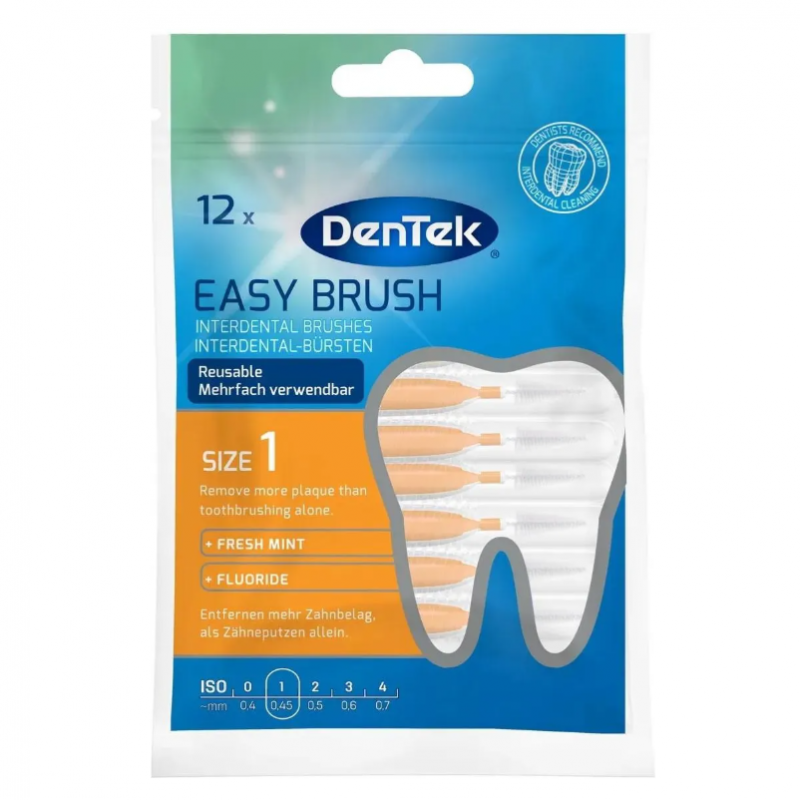 DenTek Easy Brush szczoteczki do przestrzeni międzyzębowych rozmiar 1, 12 szt.