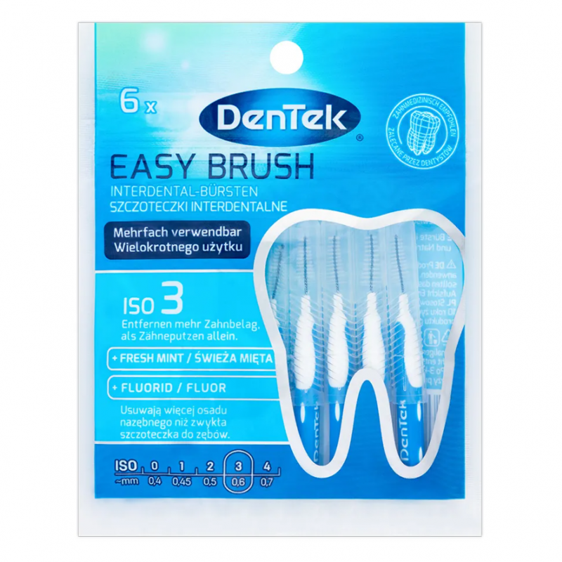 DenTek Easy Brush szczoteczki do przestrzeni międzyzębowych rozmiar 3, 6 szt.