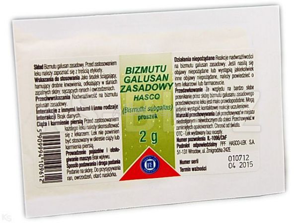 Dermatol (bizmutu galusan zasadowy) 2 g