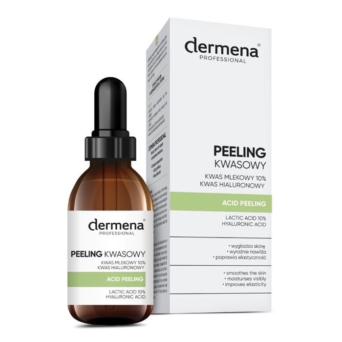DERMENA PROFESSIONAL Peeling kwasowy Kwas mlekowy 10% + Kwas hialuronowy 20 ml