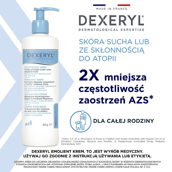 Dexeryl krem emolient do skóry, suchej i atopowej, 500 g