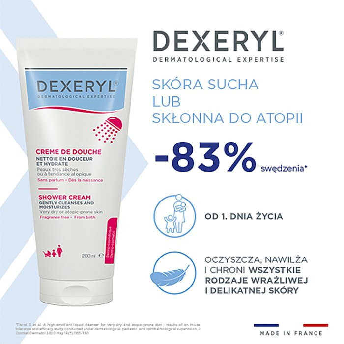 Dexeryl Shower krem myjący pod prysznic do skóry suchej i atopowej, 200 ml
