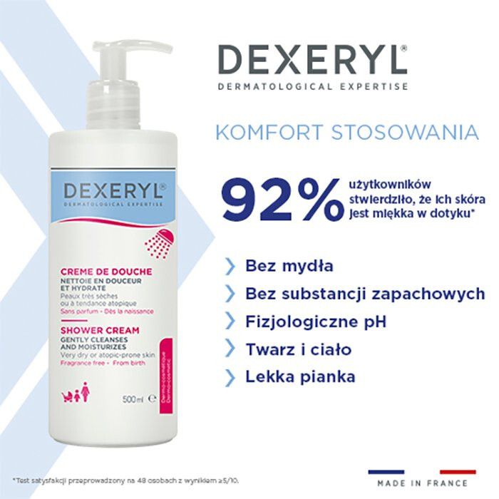 Dexeryl Shower krem myjący pod prysznic do skóry suchej i atopowej, 500 ml