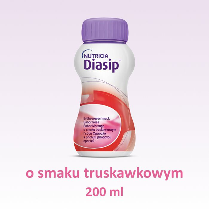 Diasip preparat odżywczy dla diabetyków o smaku truskawkowym, 4 x 200 ml