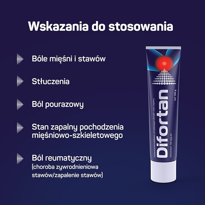 Difortan 100 mg/g żel przeciwbólowy i przeciwzapalny, 100 g
