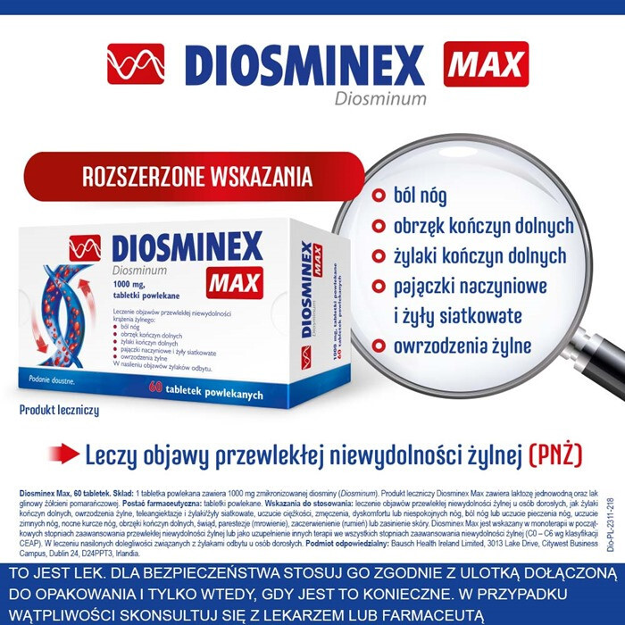 Diosminex Max 1000 mg  60 tabletek powlekanych