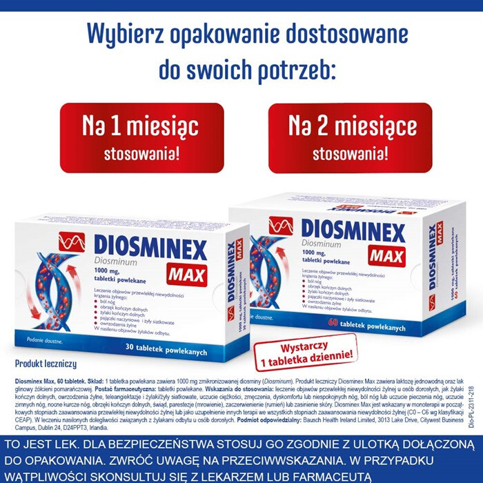 Diosminex Max 1000 mg  60 tabletek powlekanych