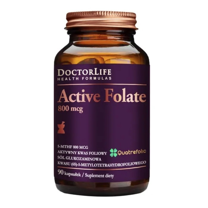 Doctor Life Active Folate 800 mcg kapsułki z aktywnym kwasem foliowym, 60 szt.