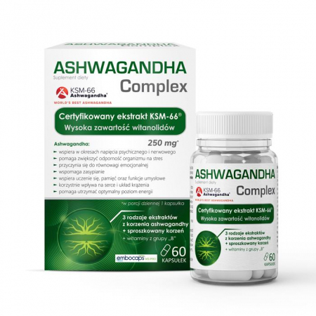 Domowa Apteczka Ashwagandha Complex kapsułki na stres i energię, 60 szt.