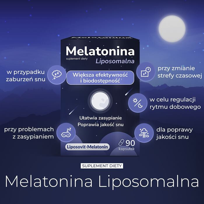 Domowa Apteczka Melatonina Liposomalna kapsułki ułatwiające zasypianie, 90 szt.