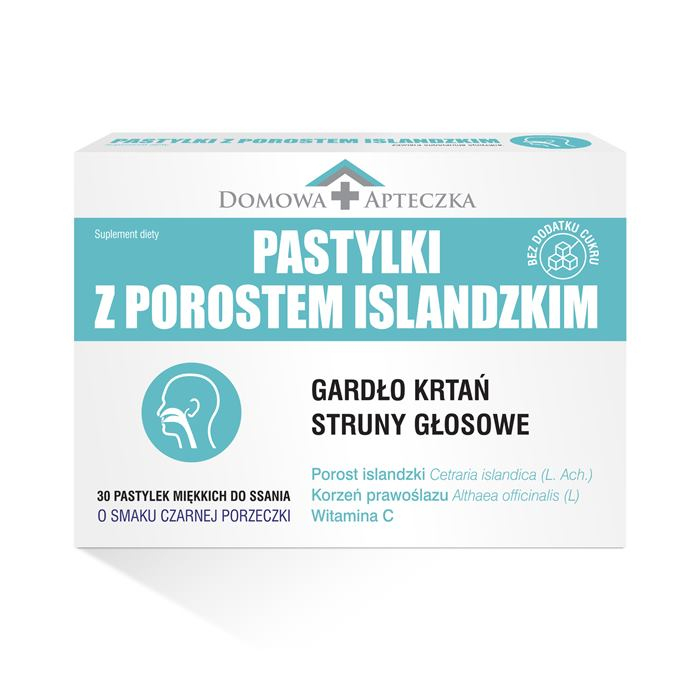 Pastylki do ssania z porostem islandzkim o smaku czarnej porzeczki, 30 szt.