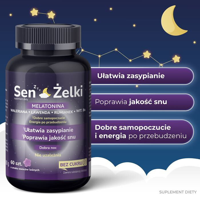 Domowa Apteczka Sen Żelki z melatoniną bez cukru, 60 szt.
