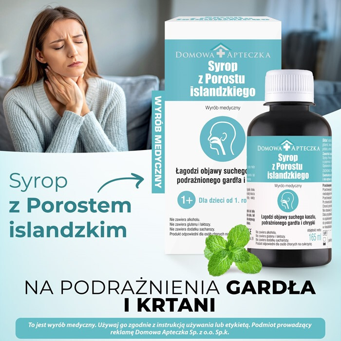 Domowa Apteczka Syrop z porostu islandzkiego na suchy kaszel i chrypkę, 165 ml