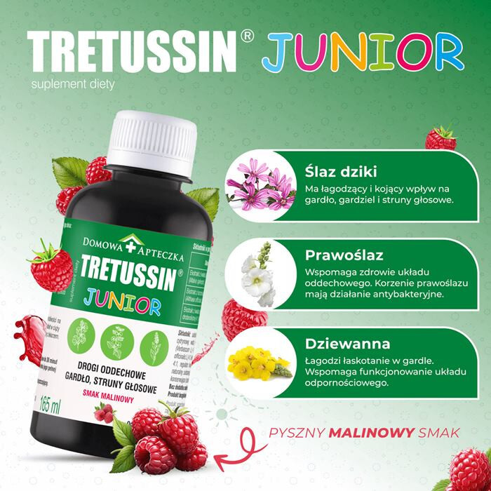 Domowa Apteczka Tretussin Junior płyn na gardło dla dzieci, 165 ml