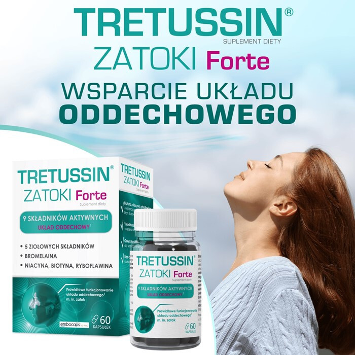 Domowa Apteczka Tretussin Zatoki Forte kapsułki twarde na zatoki, 60 szt.