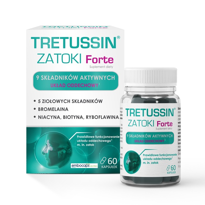 Domowa Apteczka Tretussin Zatoki Forte kapsułki twarde na zatoki, 60 szt.