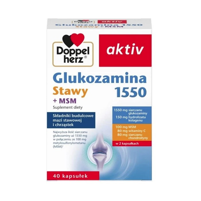 Doppelherz aktiv Glukozamina 1550 Stawy + MSM kapsułki, 40 szt.