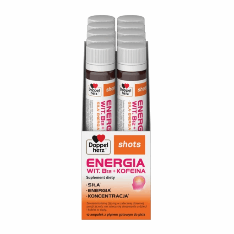 Doppelherz Shots Energia Wit. B12 + Kofeina ampułki, 10 szt. x 25 ml