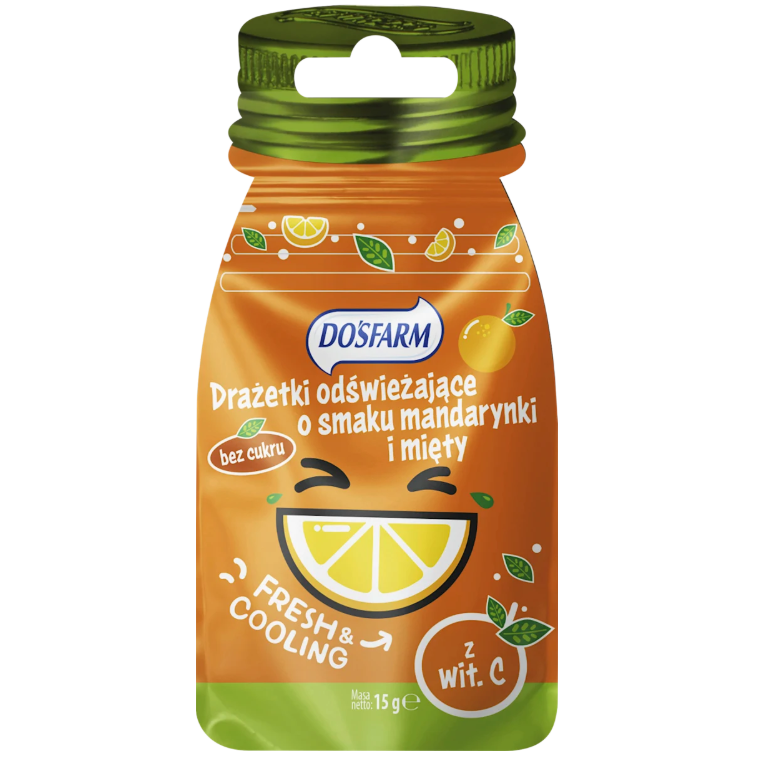 Dosfarm Drażetki odświeżające o smaku mandarynki i mięty, 15 g