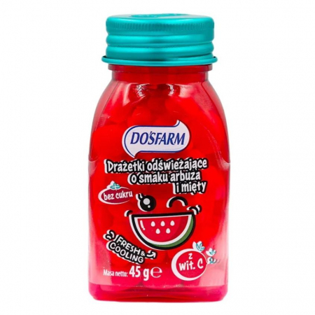 Dosfarm Drażetki odświeżające o smaku mięty i arbuza, 45 g
