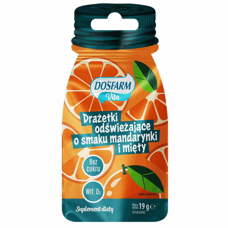Dosfarm Vita Drażetki odświeżające o smaku mandarynki i mięty, 19 g